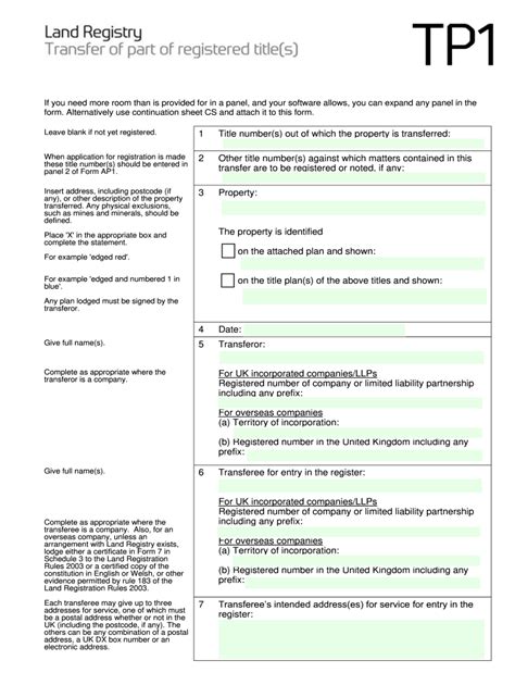 how to fill in tp1 form